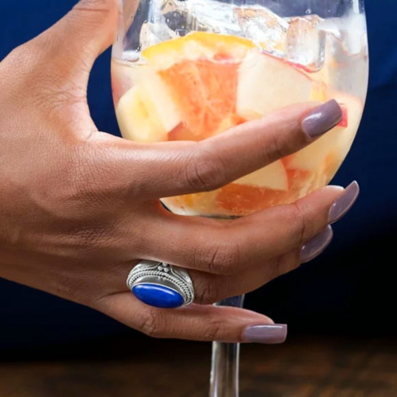 OXIDIZED STERLING SILVER LAPIS RING - Picture 3 of 3